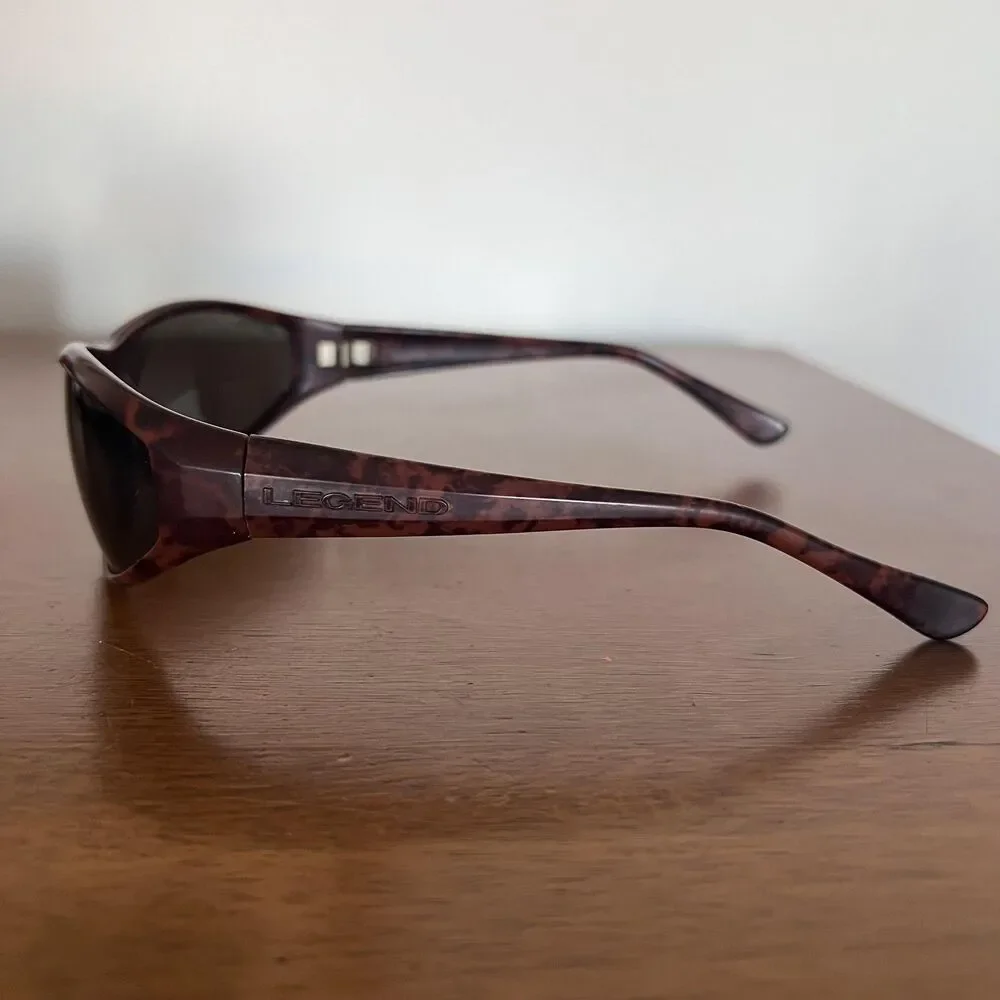 Legend Crystal Polarized Sunglasses‎ Brown Tortoiseshell Japan Sport Wrap Mens